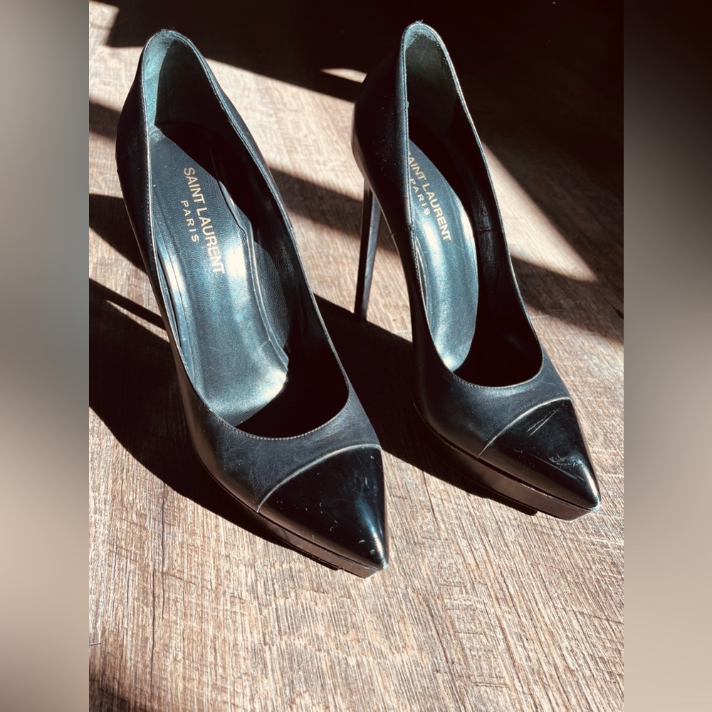 Saint Laurent Black Stiletto Platform Pump
